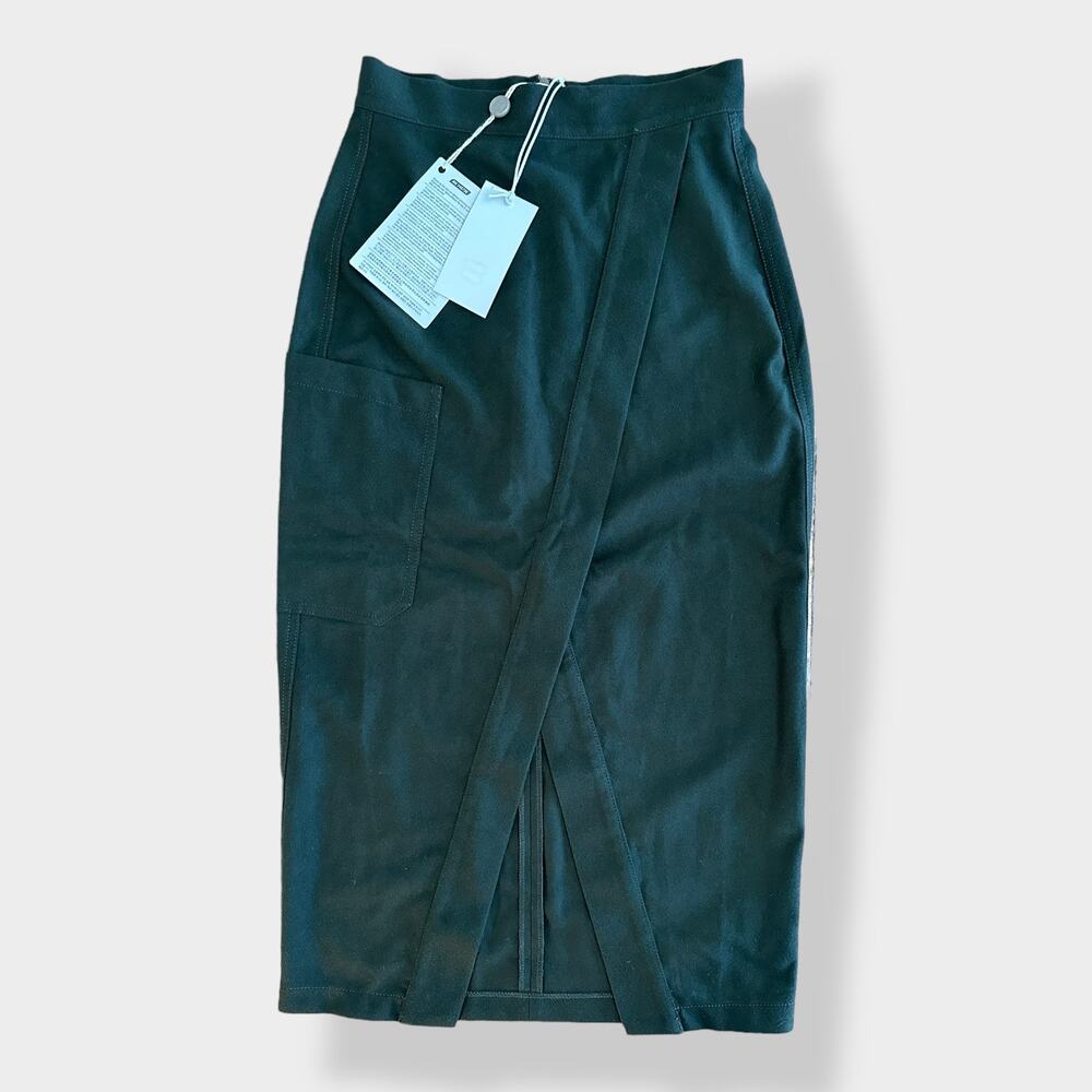 By YOOX Green Wrap Midi Skirt Italy NWT Size 38 US 2-4